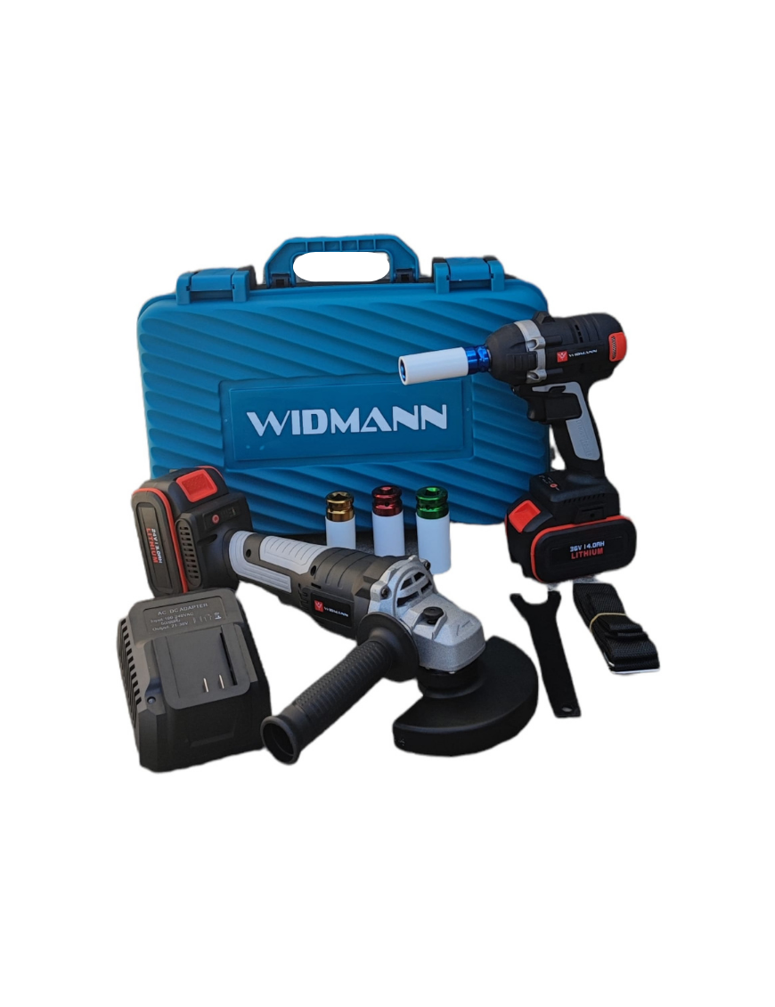 Pack double Widmann meuleuse d'angle sans balai 24v et clé à chocs 36v